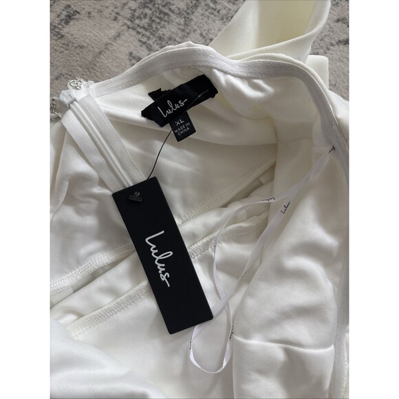 Lulus Fabulous Phenomenon White Strapless Bow Midi Dress Size XL Bridal Zip - Picture 8 of 14